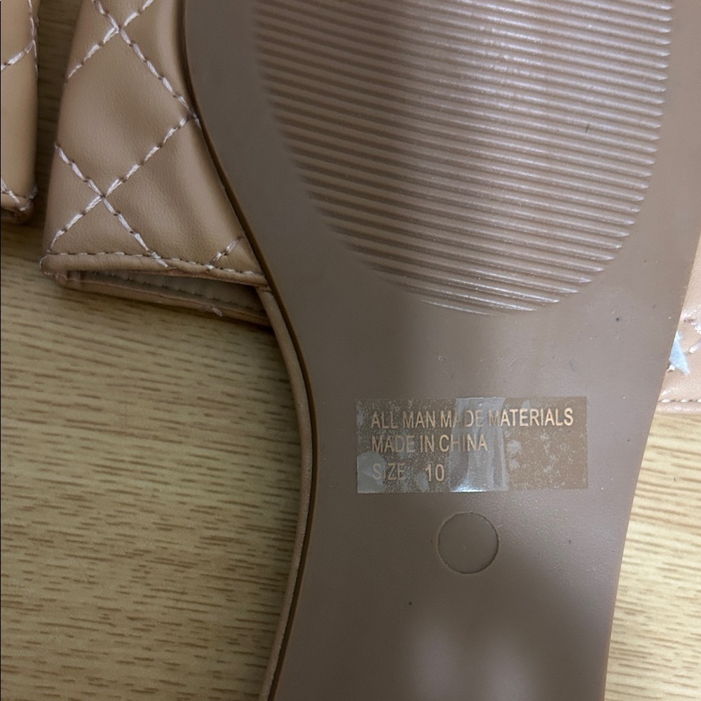 Wild Diva Tan Quilted Slide Sandals - Picture 3 of 3